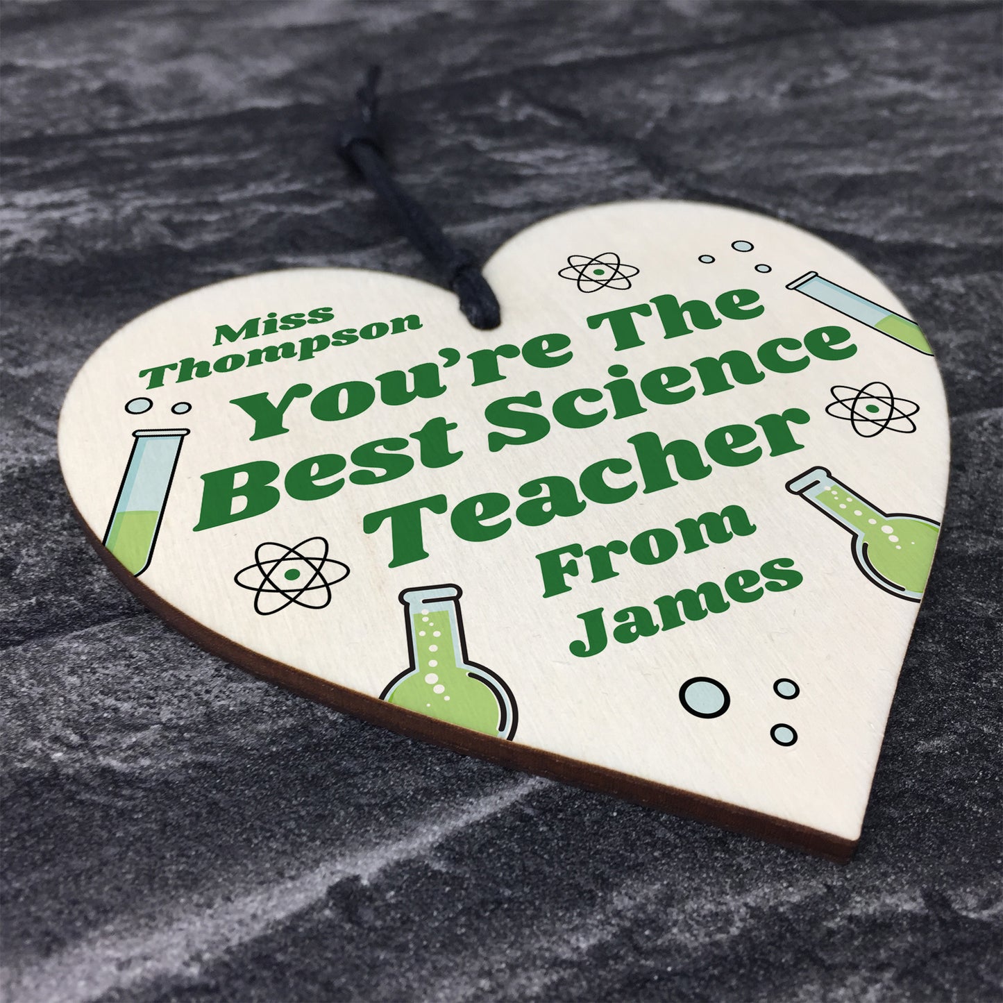 Personalised Teacher Heart Plaque Thank You Gift Science Teacher