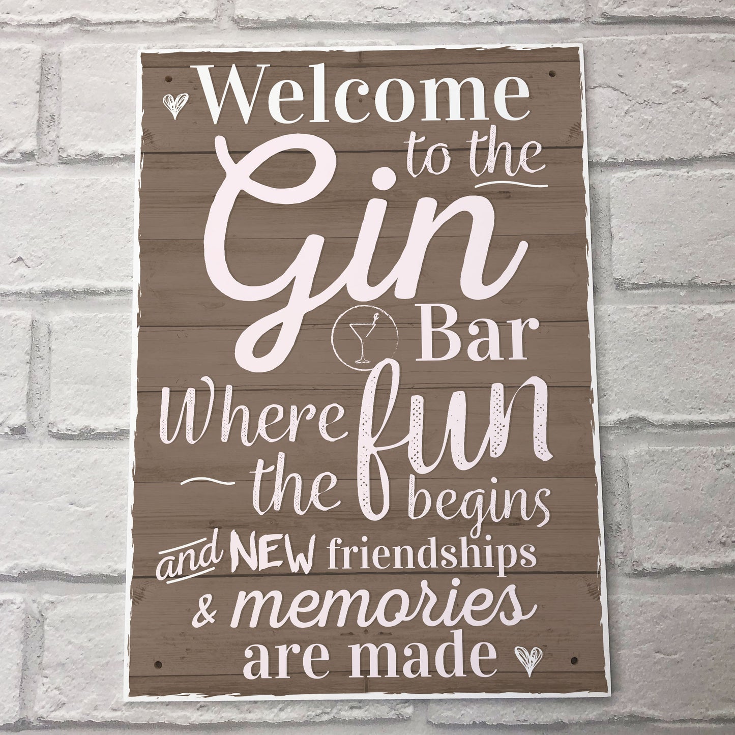 Gin Bar Hanging Plaque Alcohol Party Novelty Birthday Gift