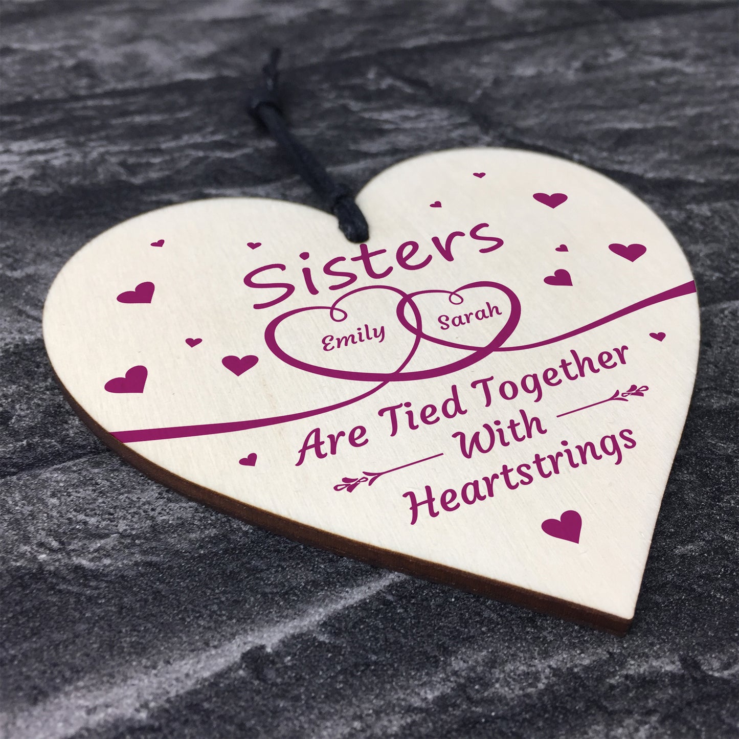 Personalised Sister Gifts Wooden Heart Keepsake Birthday Gifts