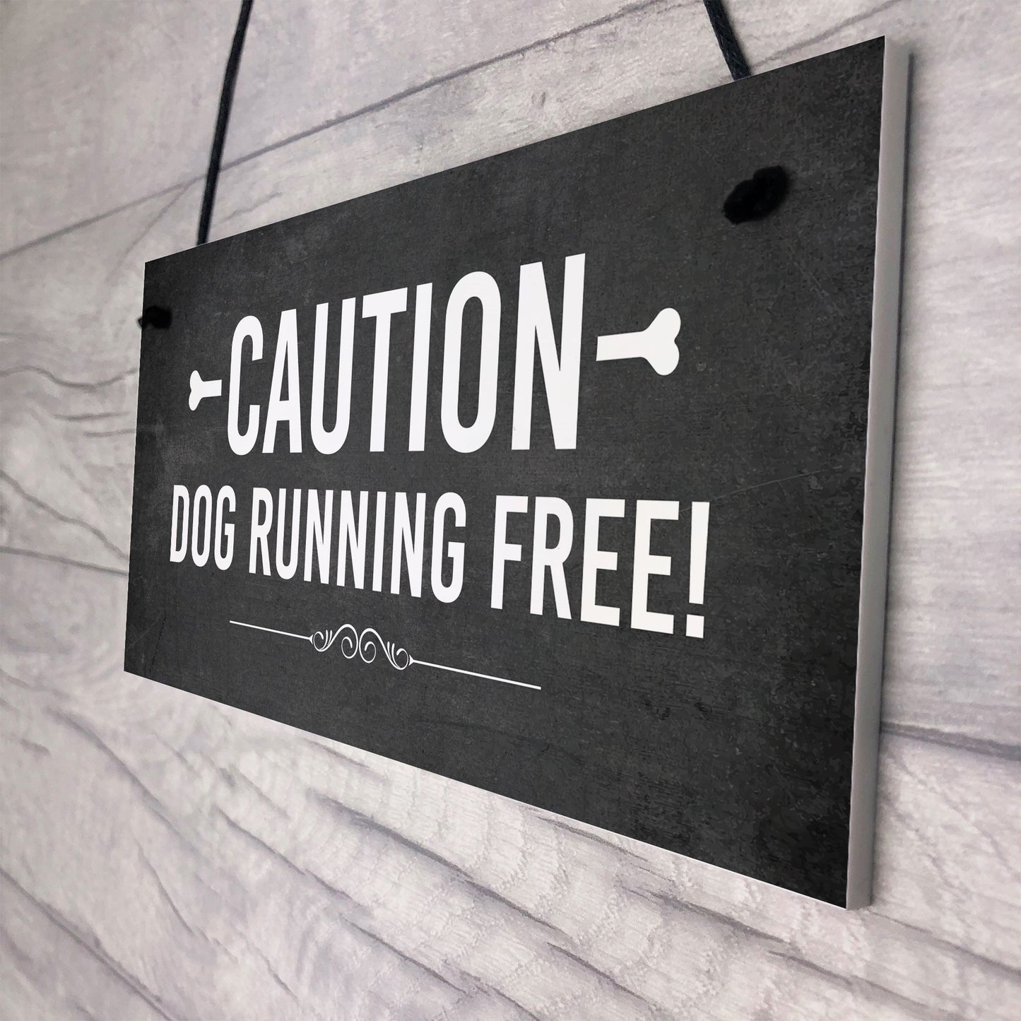 CAUTION Dog Running Free Sign Gate Sign Fence Sign Garden Plaque