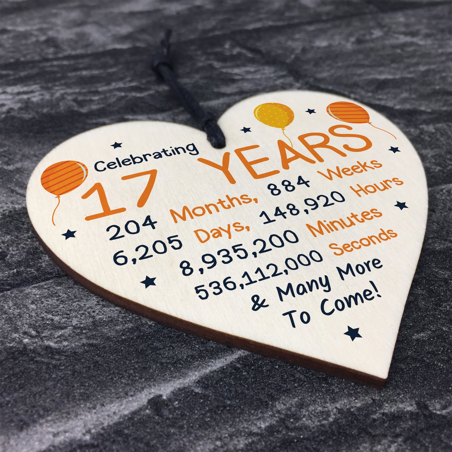 17th Birthday Novelty Wooden Heart Gift For Son Daughter Brother