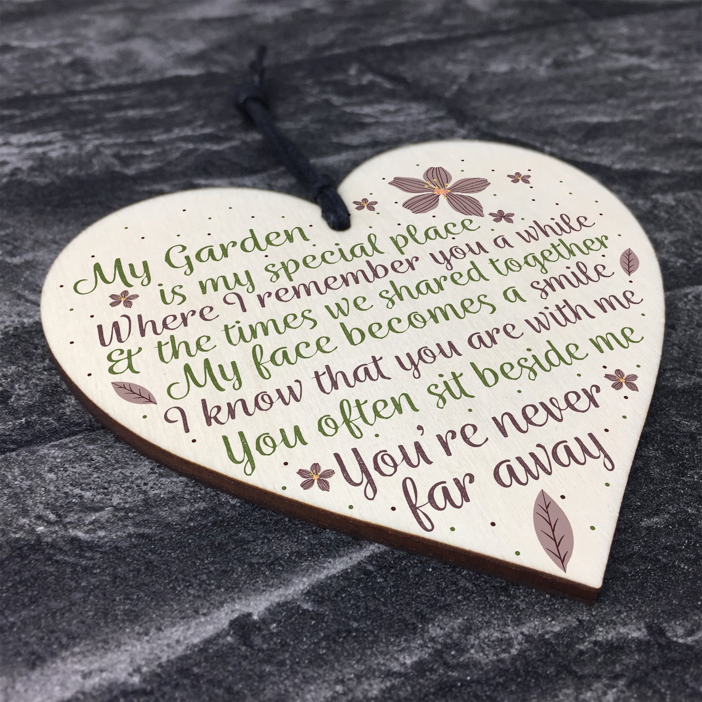 Wood Heart Garden Memorial Plaque Present Home Fence Shed Sign