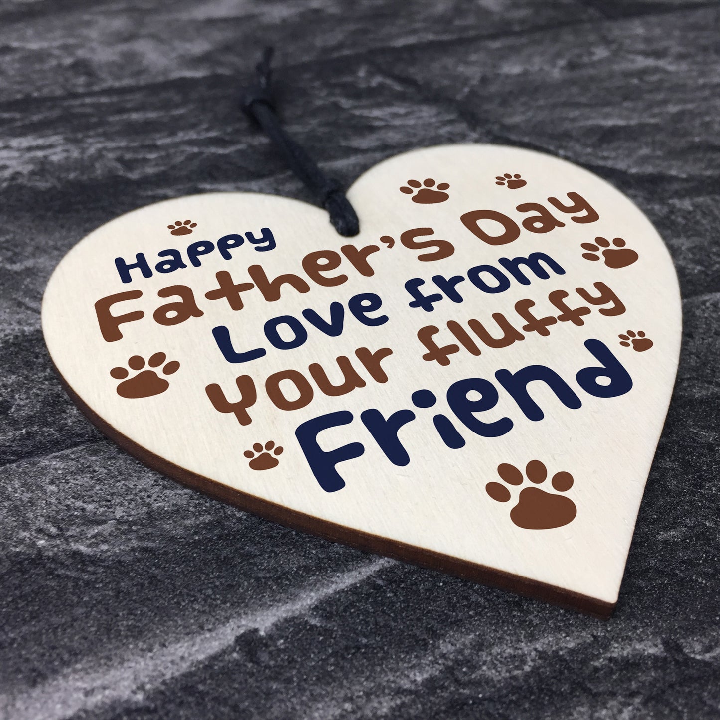 Funny Fathers Day Gift From Dog Furry Friend Wood Heart Dad Gift