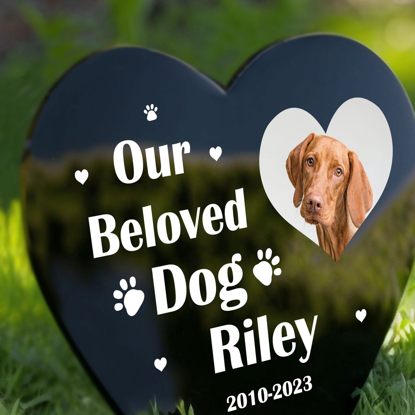 Personalised Memorial Heart Grave Marker Plaque For Pet Cat Dog