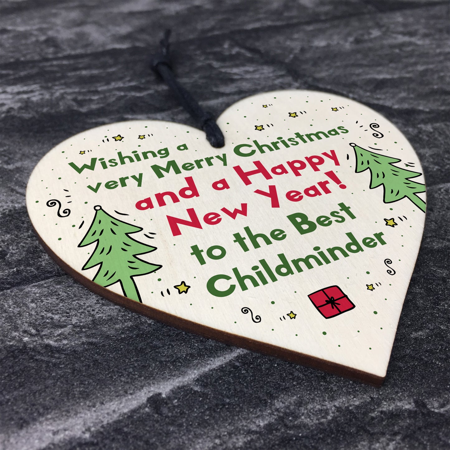 Handmade Christmas Gift For Childminder Wooden Heart Thank You