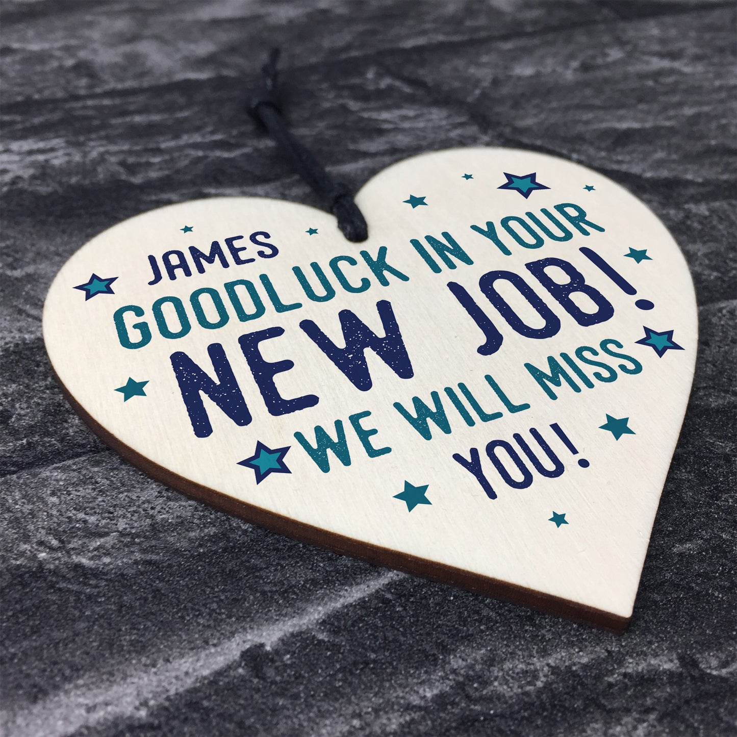 Personalised Colleague Gift Wood Heart New Job Gift Good Luck