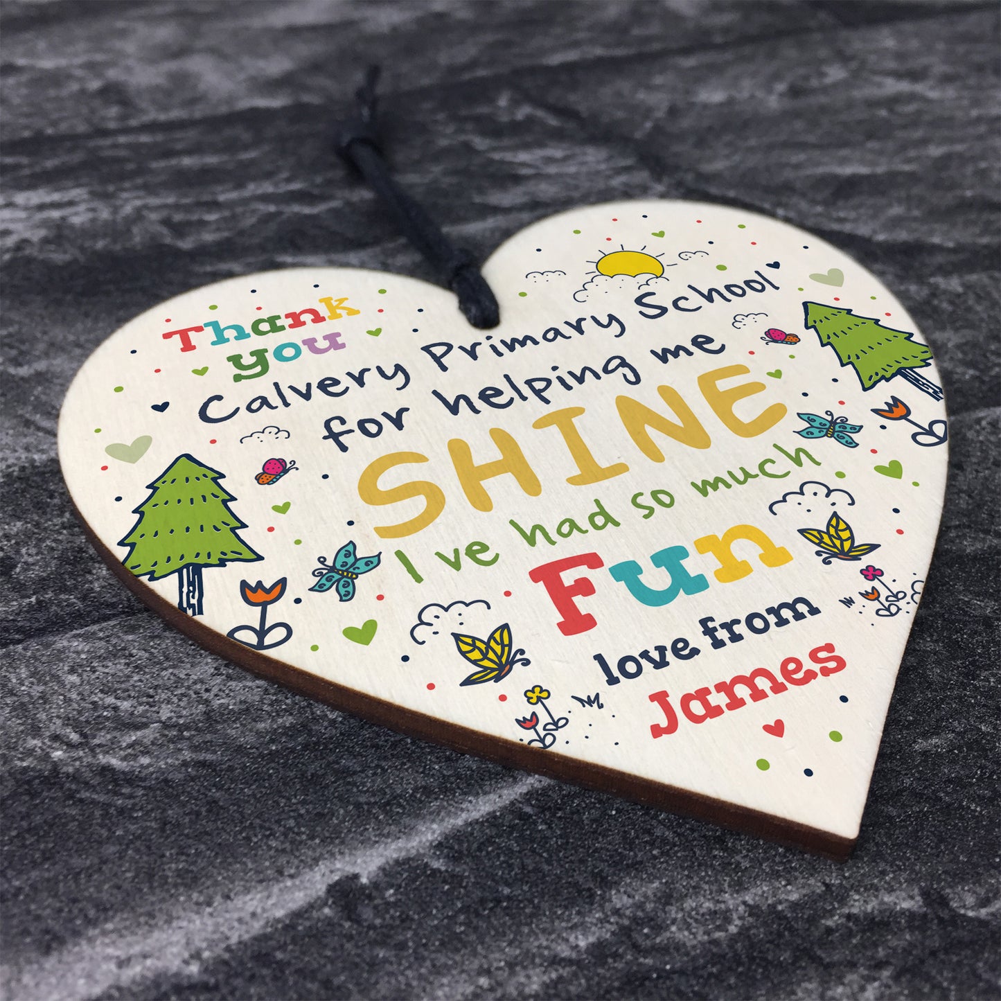 Personalised Thank You Teacher Gift Wood Heart TA Assistant