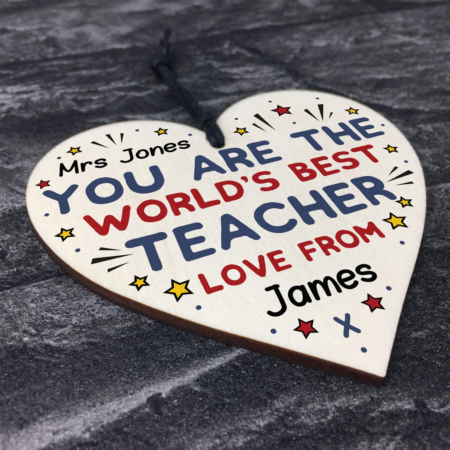 Personalised Best Teacher Gifts Wood Heart Thank you Pre Schoo