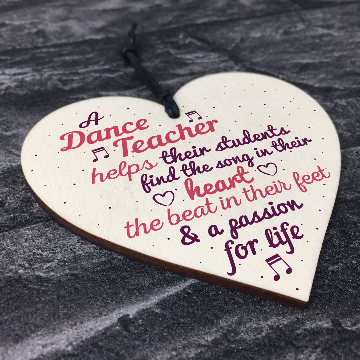 Handmade Wooden Heart Thank You Dance Teacher Gift Special